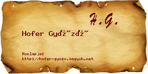 Hofer Győző névjegykártya